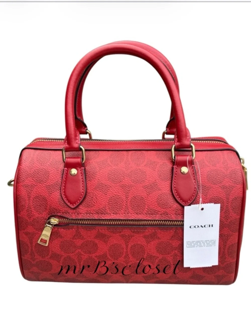Coach Rowan Satchel Bag In Signature Canvas Crimson Red Purse